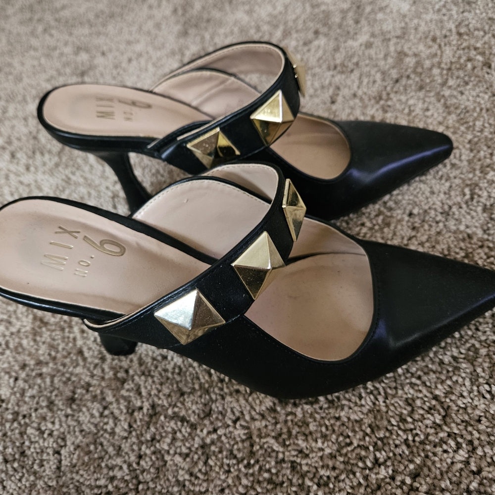 Mix No. 6 Black Mules with Gold Studs - Picture 6 of 6